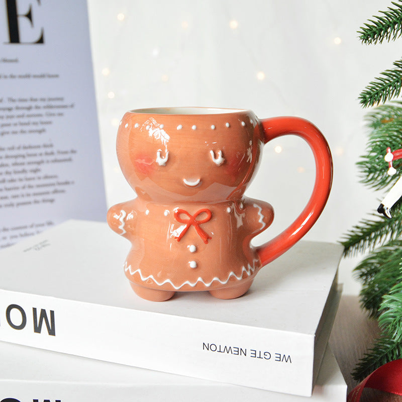 christmas aesthetic Christmas gifts idea Cute Chubby Doodle Ginger Cake Man Mug Couple Drinking Cup Christmas Decorations Gift Cyber Monday 2024