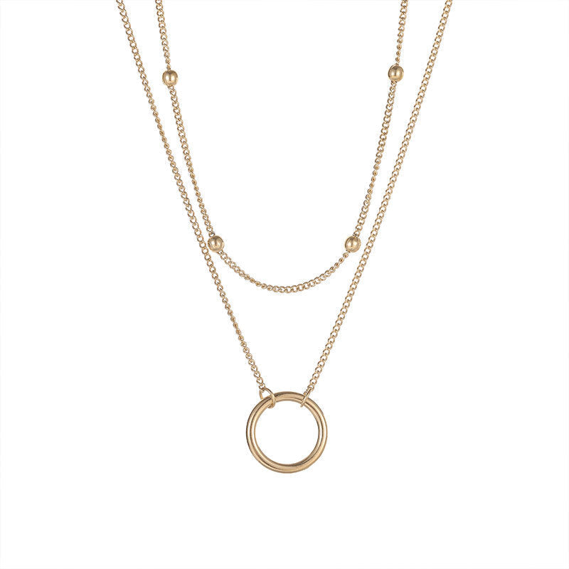 Aveuri-Christmas Thanksgiving Gifts Idea_New Arrival Double Layer Circle Pendant Necklaces