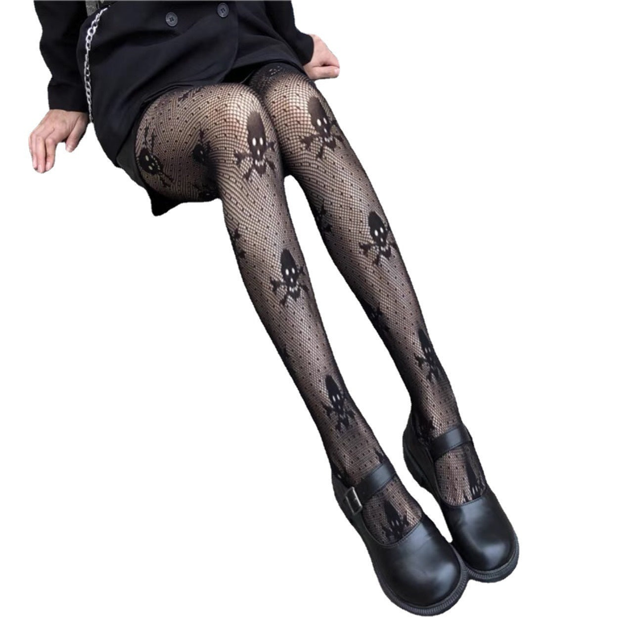 Black Friday Christmas Thanksgiving Gothic Fishnet Socks Starry Skull Dark Stockings Punk Women's Bottoming Pantyhose Ins Mesh Socks