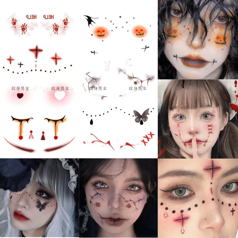 Halloween Children's Makeup Facial Stickers Cartoon Funny Personality Facial Tattoo Stickers Party Style Stickers