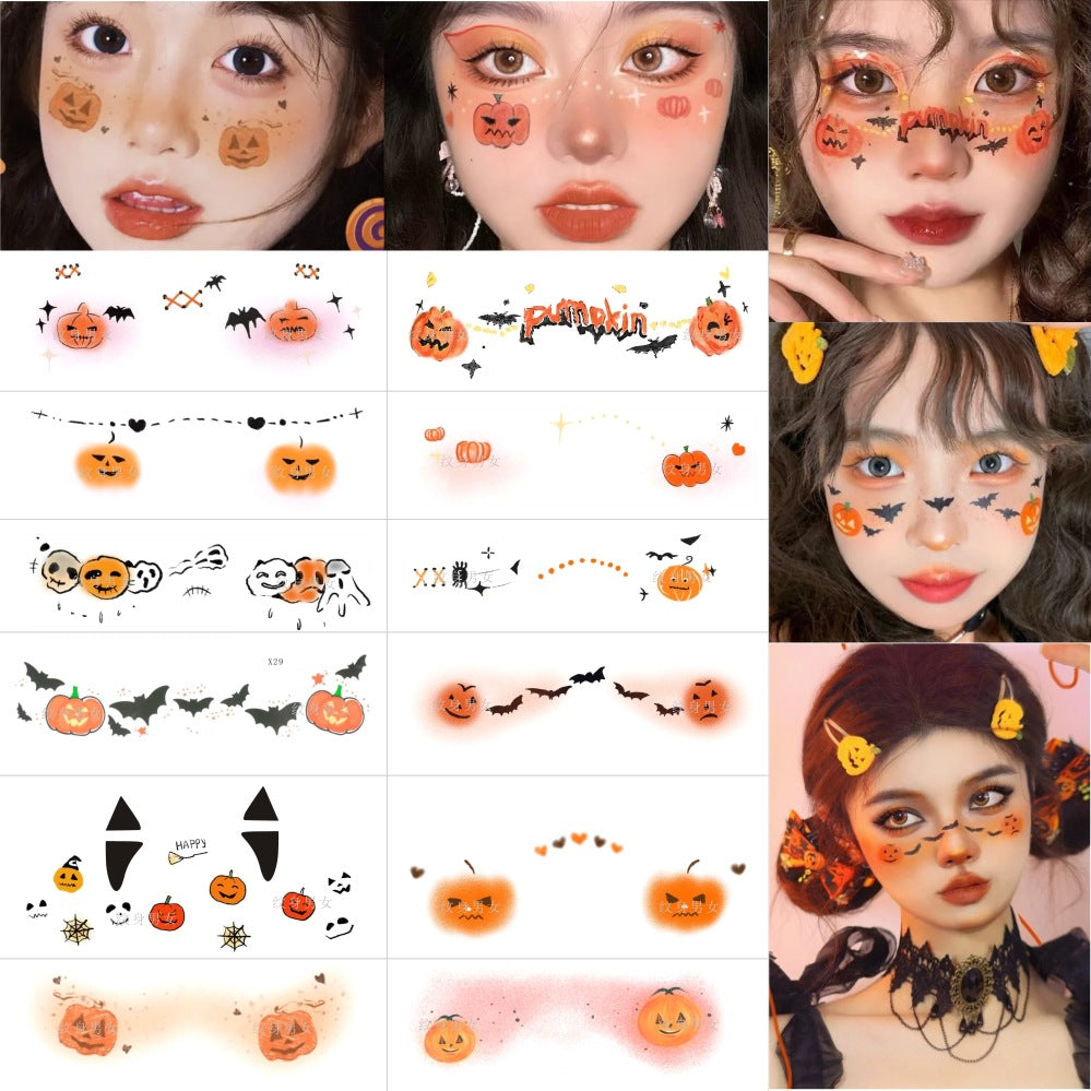 Halloween Children's Makeup Facial Stickers Cartoon Funny Personality Facial Tattoo Stickers Party Style Stickers