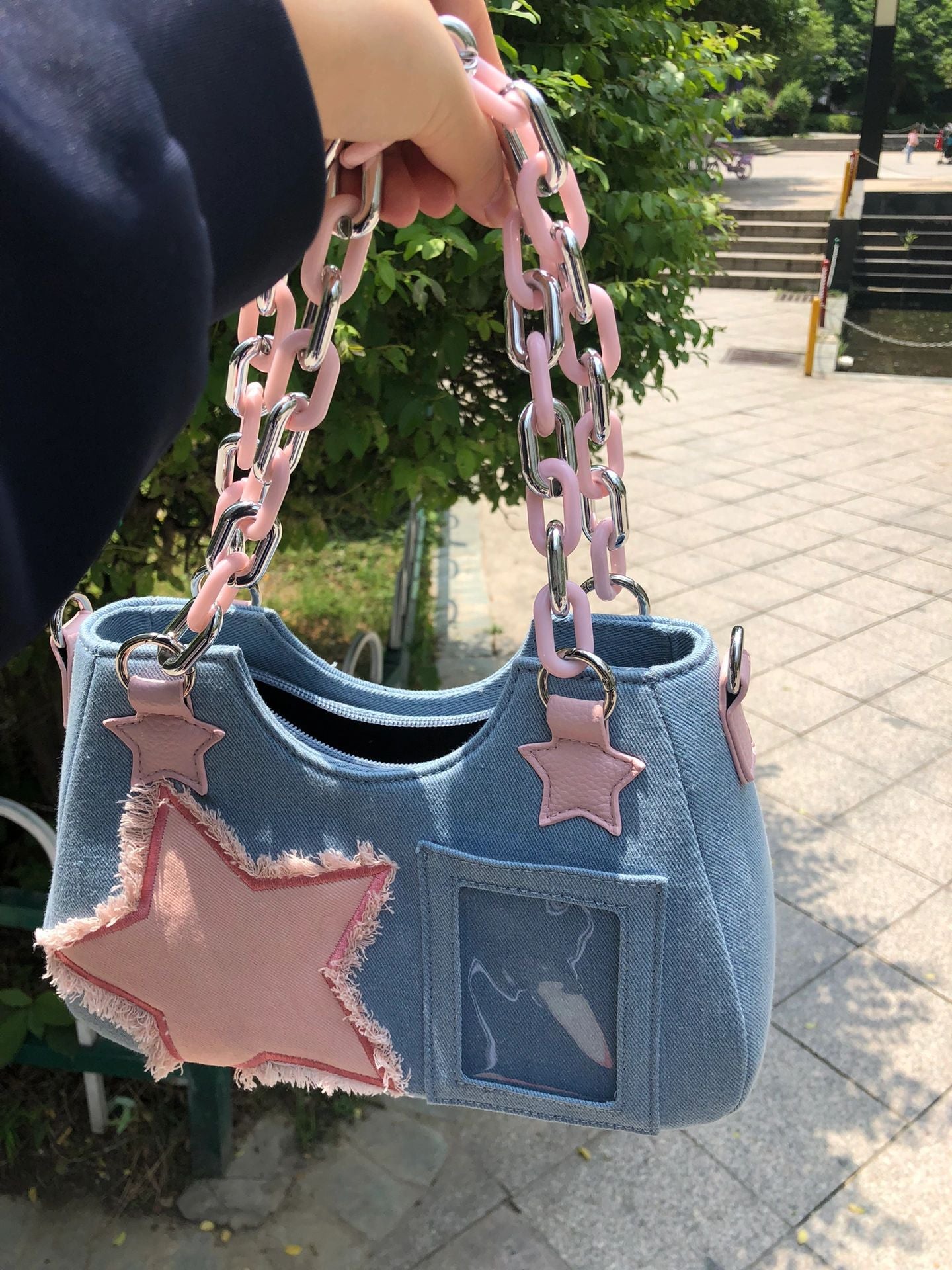 y2k Y2g Denim Often Small Food Volume Transparent Pain Bag 2024 New Sweet Cool Hot Girl Star Portable Shoulder Bag