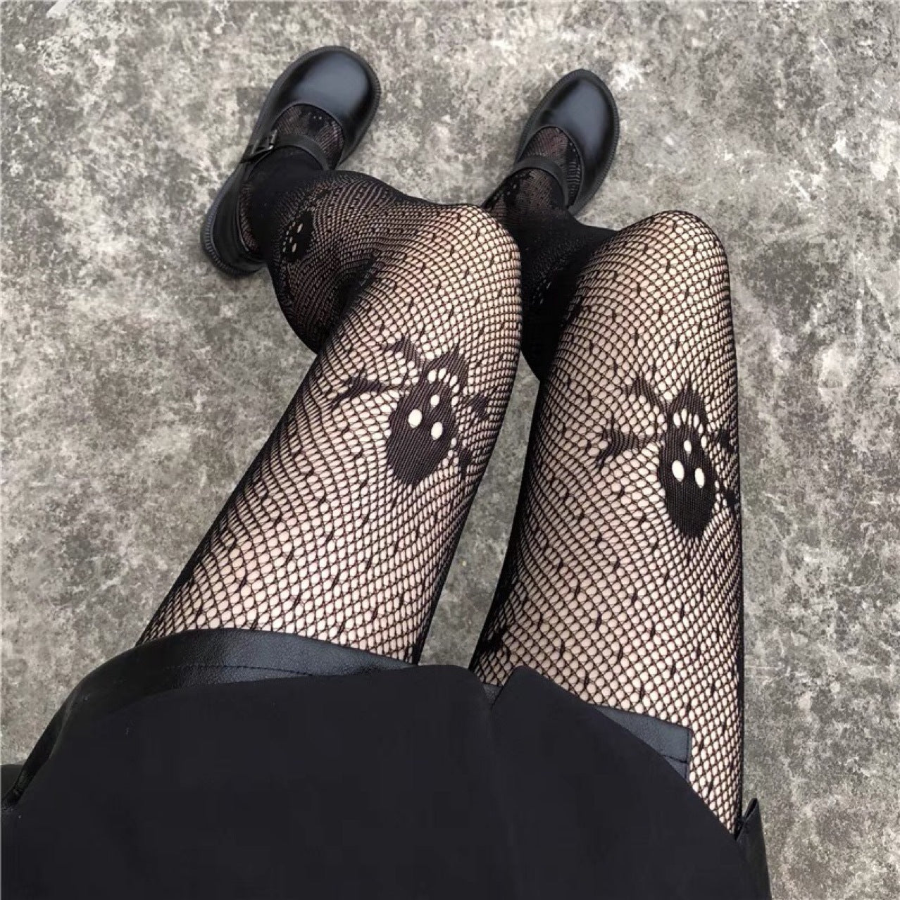 Black Friday Christmas Thanksgiving Gothic Fishnet Socks Starry Skull Dark Stockings Punk Women's Bottoming Pantyhose Ins Mesh Socks