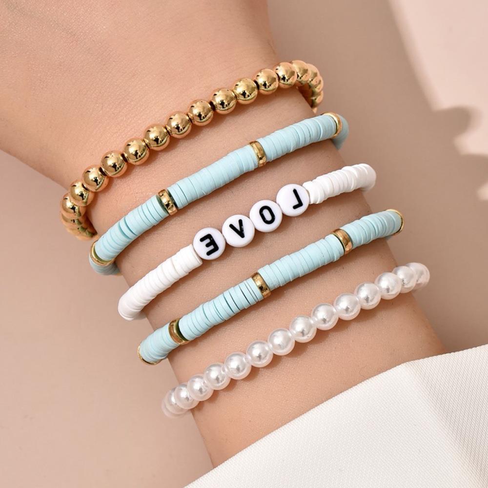 bracelets Qibei Hot Sale Bohemian Bracelet Colorful Soft Pottery Vintage Elegant Pearl Soft Pottery Bracelet Love