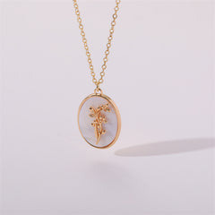 gold December Flower Birth Flower Birthday Shell Pendant Necklace Female Ins Style New Flower Clavicle Chain