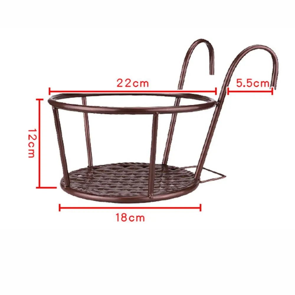 Aveuri Railings Iron Window Sill Planter Pot Stand Balcony Guardrail Hanging Flower Pots Rack Stylish Household Storage Rack Floral Art