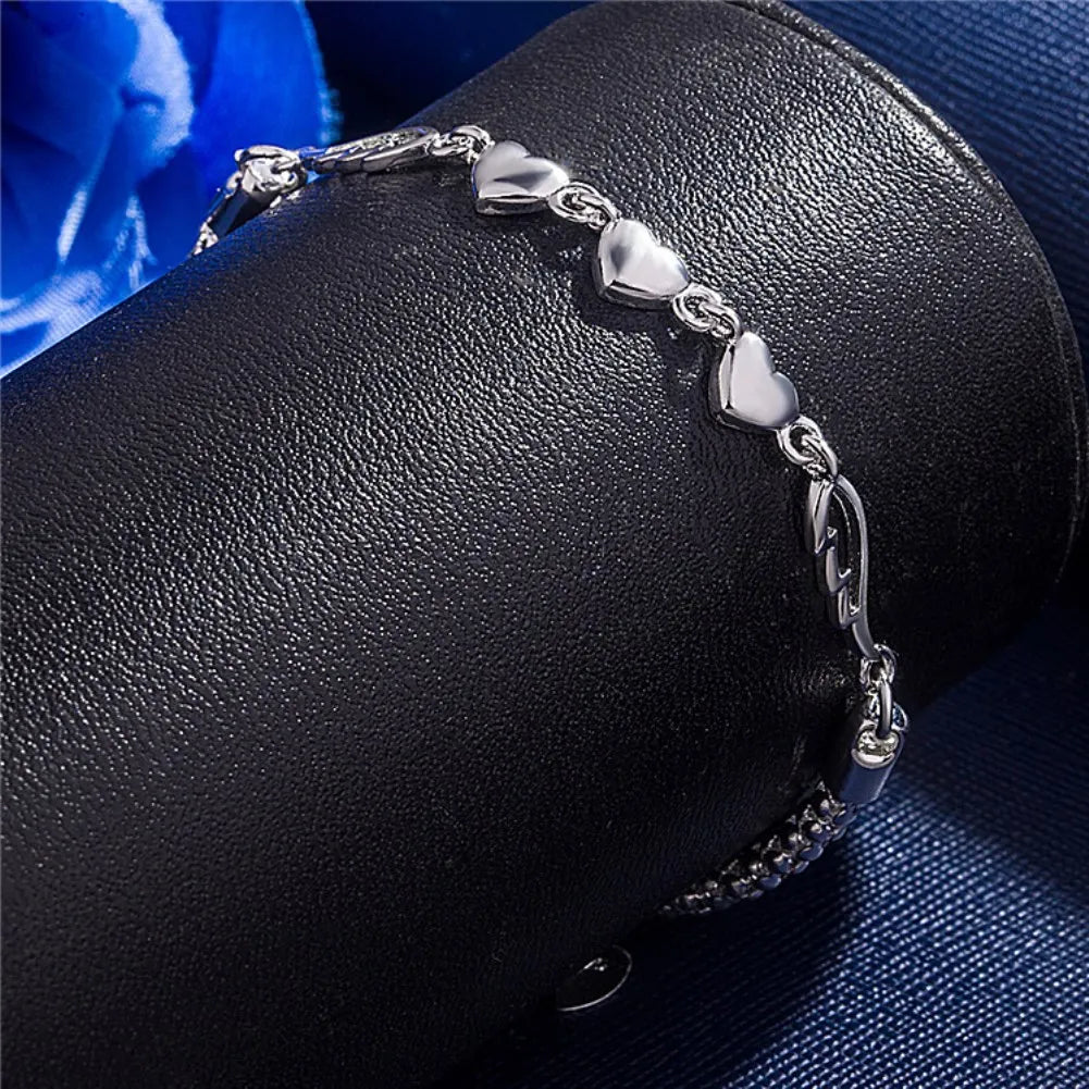 Aveuri Factory direct romantic heart chain 925 Sterling Silver Bracelets for women Wild fashion Wedding party Christmas gifts Jewelry