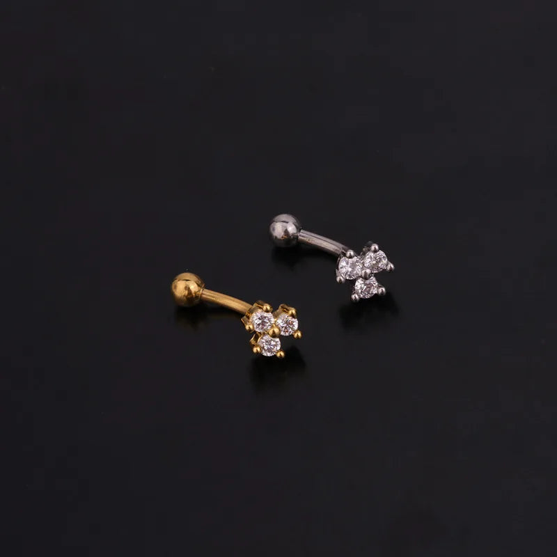 Aveuri-16G Stainless Steel Rook Ear Piercing Flower Helix Tragus Lobe Curved Barbell Cartilage Earring Eyebrow Belly Piercing Jewelry