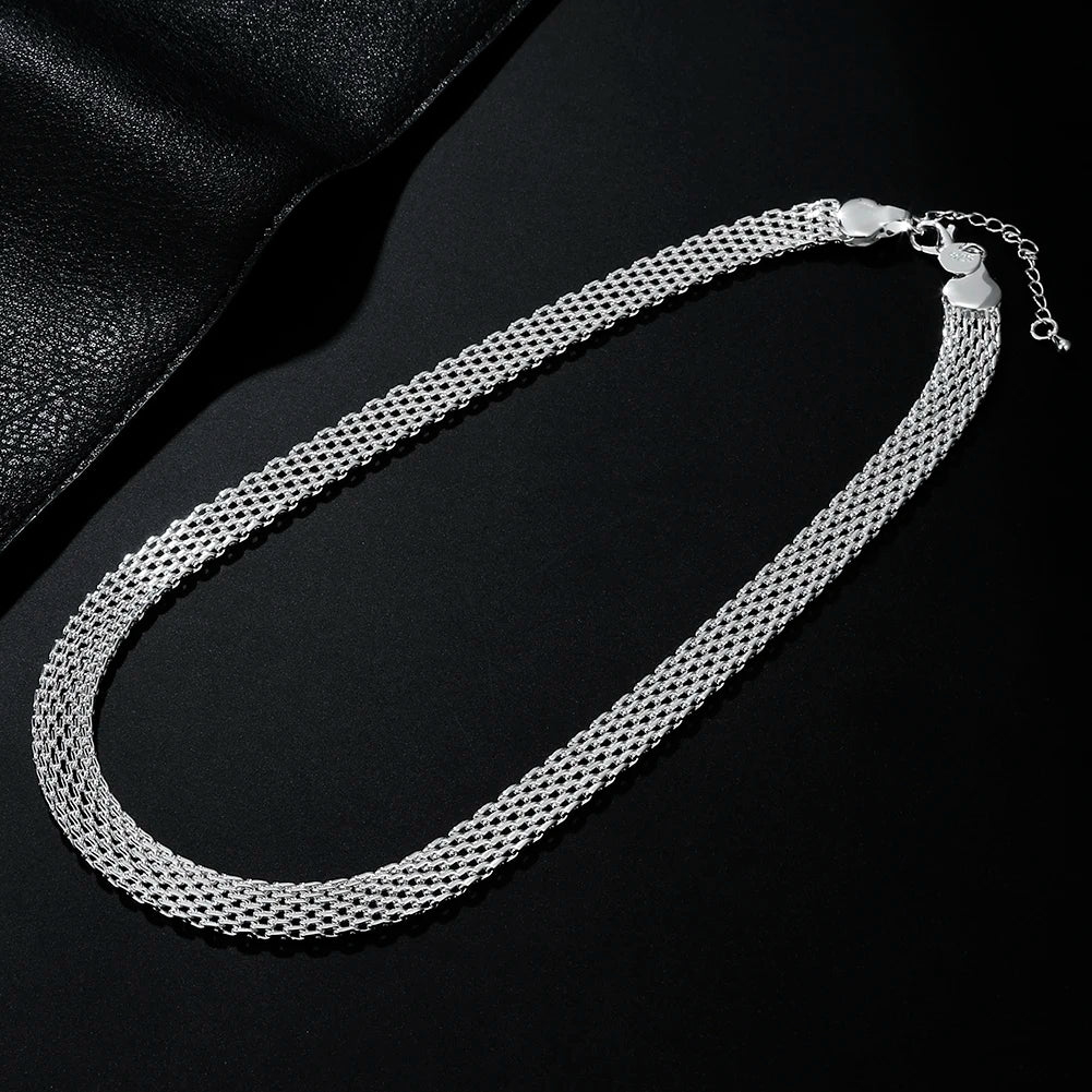 Aveuri Original designer 925 sterling silver fine Net chain Bracelets necklaces for women fashion party wedding engagement jewelry sets