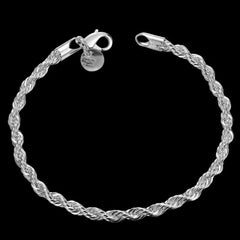 Aveuri Hot Street charms 4MM Twisted rope chain 925 sterling silver Bracelets for man woman Fashion classic jewelry Wedding party gifts