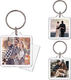 1/10Pcs Blank Acrylic Picture Keychain DIY Clear Insert Photo Split Key Ring Frame Key Chains Couple Anniversary Graduation Gift