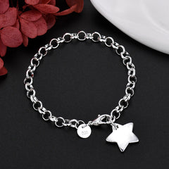 Aveuri Hot 925 Sterling Silver Elegant Star Bracelets necklace for Women Fashion Party Wedding Jewelry sets  Accessories Holiday Gifts