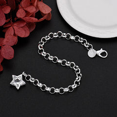 Aveuri korean fashion 925 Sterling Silver Elegant Shining Crystal Star Bracelets for women party wedding Jewelry Engagement Gifts