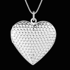 Aveuri 45-70cm Fine Luxury 925 Sterling Silver Heart Photo Frame Pendant Necklace for Women Fashion Party Wedding Jewelry Couple Gifts