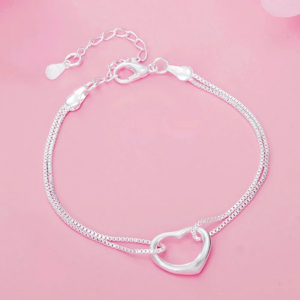 Aveuri Original 925 sterling silver Pretty heart bracelets necklaces for women fashion designer party wedding Jewelry sets holiday gift