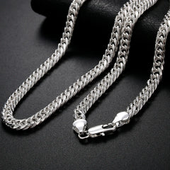 Aveuri Trendy all-match 925 Sterling Silver 6MM geometric chain man bracelets neckalces for women fashion Party wedding jewelry sets