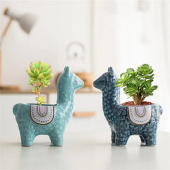 Aveuri Ceramic Alpaca Flower Pot European Style Cute Fleshy Nordic Home Decoration Cartoon Animal Plant Balcony New Decorations Basket