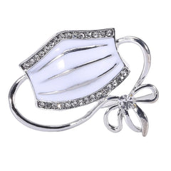 Aveuri 1Pc Elegant Enamel Mask Brooch Funny Social Distancing Jewelry Shiny for Rhinestone Metal Lapel Pin Doctor Nurse Gifts DropShip