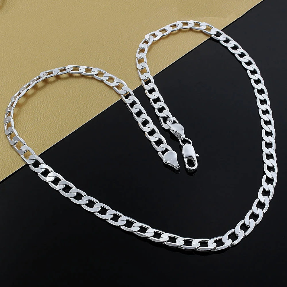 Aveuri Hot Street all-match 925 sterling silver plated 18K gold 8MM geometry chain bracelets neckalce for women men fashion jewelry set