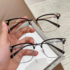 Aveuri Fashion Classic Semi Rimless Anti Blue Light Blocking Glasses Women Men Square Ray Filter Eyeglasses Frames Computer Eyewear