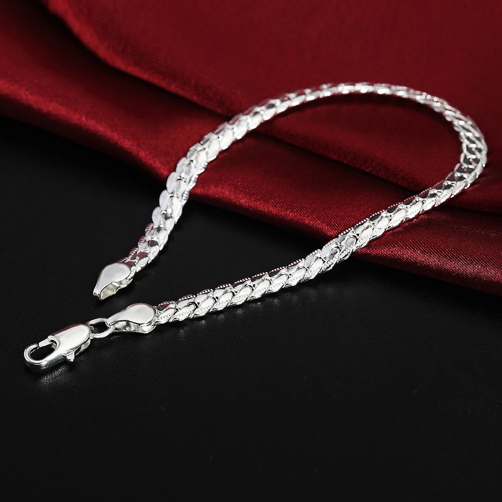 Aveuri Classic charms 5MM sideways chain 925 sterling silver Bracelets for man women Luxury Fashion jewelry Wedding party gifts