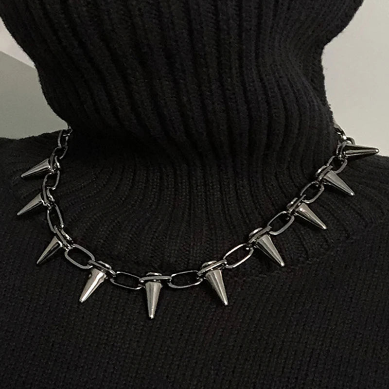 Aveuri Punk Spike Chokers Collar For Women Men Gothic Harajuku Rivets Chocker Necklaces Kpop Rock Chains Necklace Trendy Jewelry Gifts