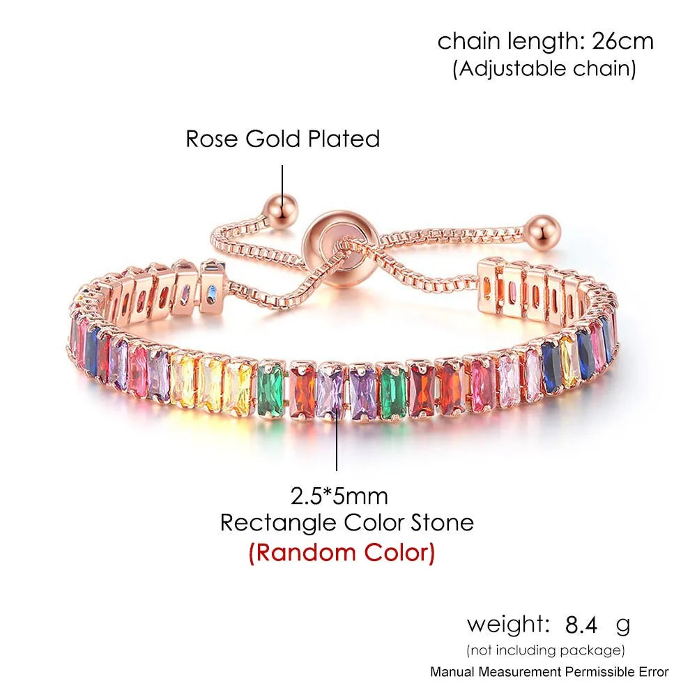 Aveuri-Luxury Multicolor Adjustable Tennis Bracelets for Women Shiny Colorful Zircon Bracelet Chain on Hand Wedding Jewelry Girl Gift