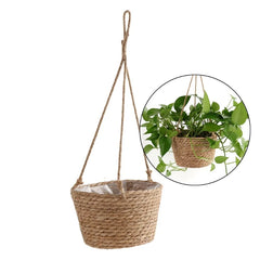 Aveuri Garden Hanging Planter Macrame Plant Storage Basket Jute Rope Woven Indoor Outdoor Flower Pot Holder Plant Hangers Home Decor