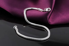 Aveuri Luxury 925 sterling silver 3mm snake bone Bracelets 20cm for woman man jewelry fashion party wedding accessories gifts