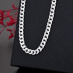 Aveuri popular brand 925 Sterling silver elegant 7MM Chain bracelets neckalces jewelry set for man women fashion Party wedding gifts