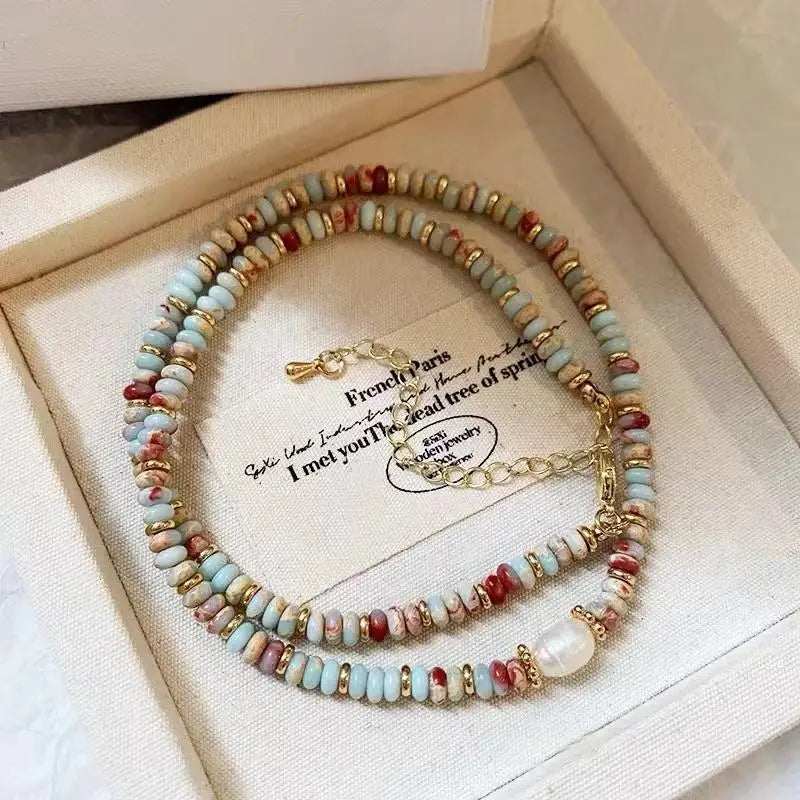 Aveuri-Christmas Thanksgiving  New Year's Eve Gift 2025 New Trendy Natural Stone Freshwater Pearl Collar Chain Necklace Vintage Handmade Stylish Beads Jewelry Bijoux Gift