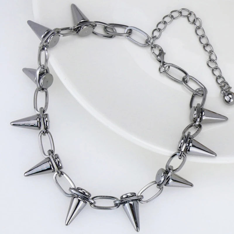 Aveuri Punk Spike Chokers Collar For Women Men Gothic Harajuku Rivets Chocker Necklaces Kpop Rock Chains Necklace Trendy Jewelry Gifts