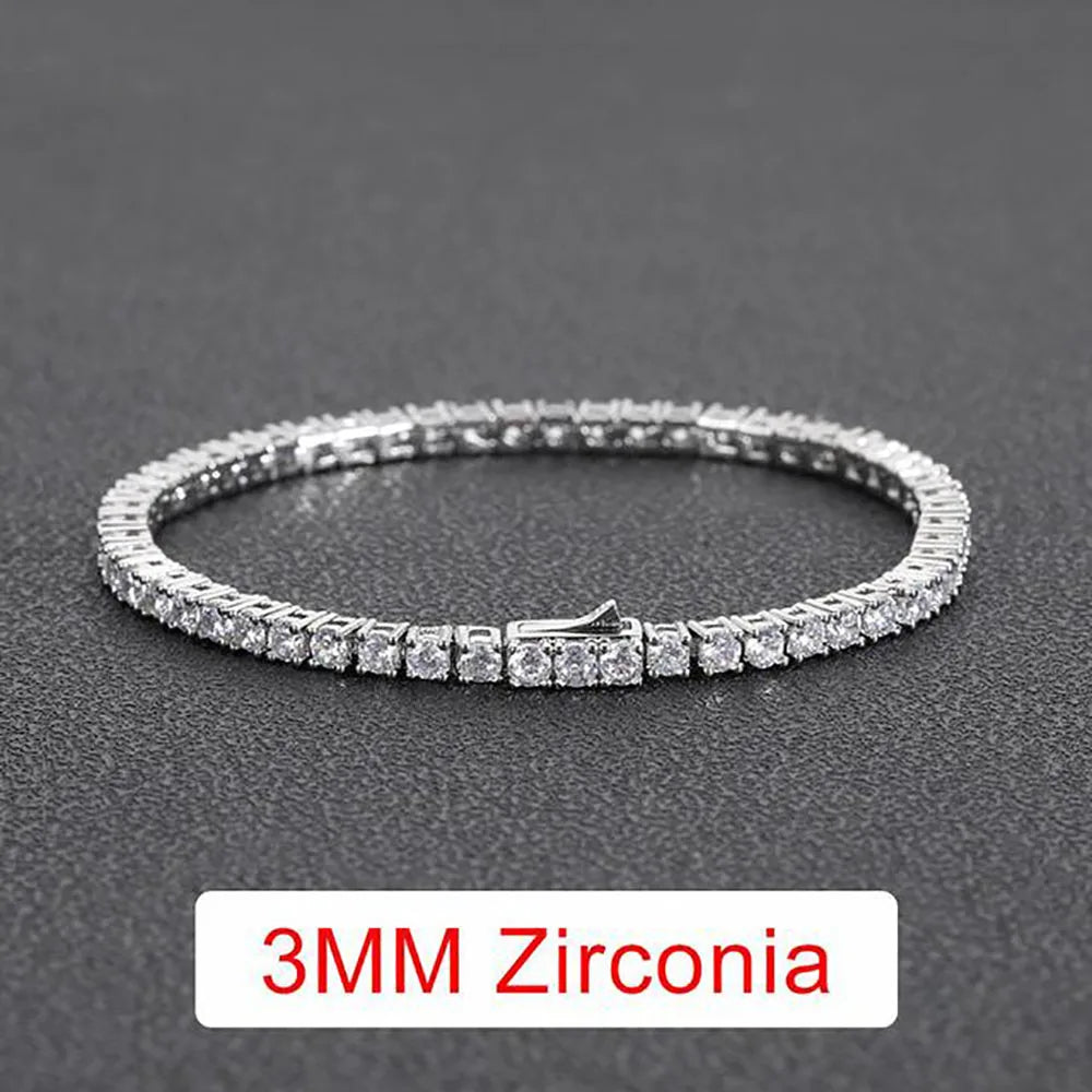 Aveuri-Hip Hop Iced Out Tennis Bracelets for Men Women 3/4/5mm CZ Homme Hand Chain Spring Buckle Bracelet Wedding High Quality Jewelry