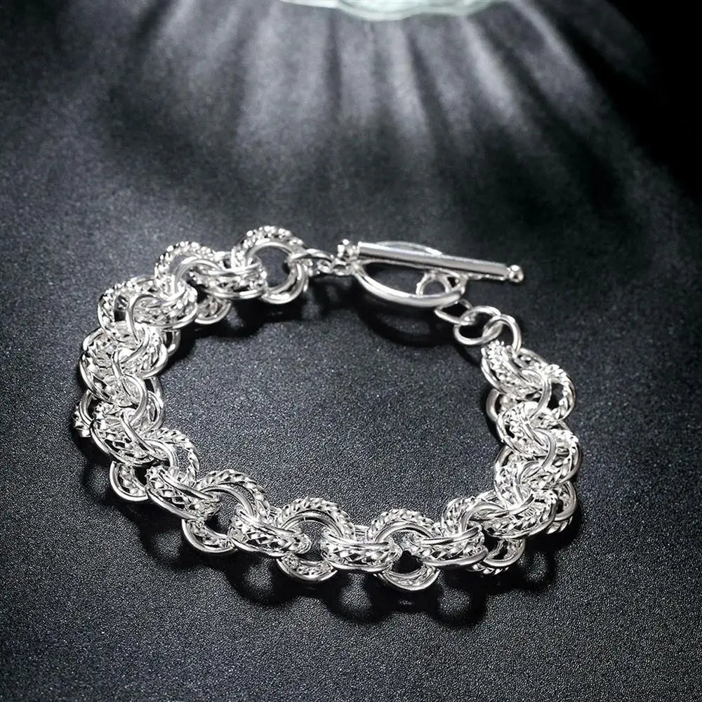 Aveuri New Street fashion 925 sterling silver fine circle Bracelets for women man charms Popular Wedding party gifts  Jewelry