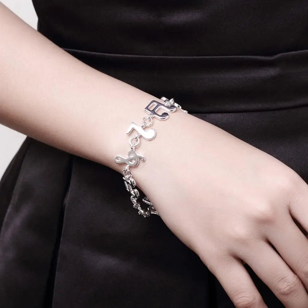 Aveuri Popular brands Pretty Music note 925 sterling silver Bracelets for woman fine Luxury  jewelry Wedding party fashion gifts