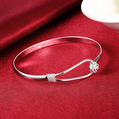 Aveuri Wholesale Cute 925 Sterling Silver Charm Flower Necklace Earring Bangle Jewelry for Women Set Wedding Gift TRENDY