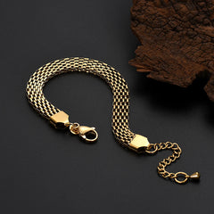 Aveuri Popular Brands 18K Gold S925 Sterling Silver originality 6-8MM mesh chain Bracelets for Men Women jewelry Wedding Gifts 18+5cm