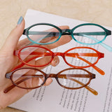 Women Oval Red Frame Glasses Gradient Green Frame Narrow Small Eyeglass Girls Outdoor Fashion Wear with Seaside Driving Glasses
