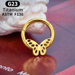 Aveuri-Christmas Thanksgiving Black Friday gifts G23 Titanium Piercing Nose Septum Ring Hoops 16G Butterfly Inlaid Zircon Ear Tragus Cartilage Helix Round Earring Body Jewelry