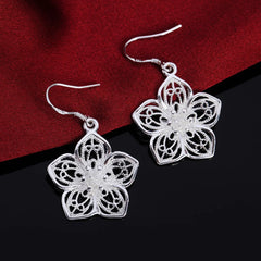 Aveuri High Quality Retro Flowers 925 Sterling Silver Earringsfor women Fashion luxury party wedding Jewelry fine Christmas gifts