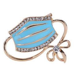 Aveuri 1Pc Elegant Enamel Mask Brooch Funny Social Distancing Jewelry Shiny for Rhinestone Metal Lapel Pin Doctor Nurse Gifts DropShip