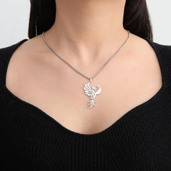 Aveuri Phoenix Pendant Necklace For Women Men Stainless Steel Trendy Vintage 3MM Cross Chain Animal Jewelry Weddings Gifts