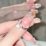 Fashion ROSE Flower Ring For Women French Retro Gold Color Acrylic Crystal Open Adjustable Ring Simple Tail Ring Jewelry Gift