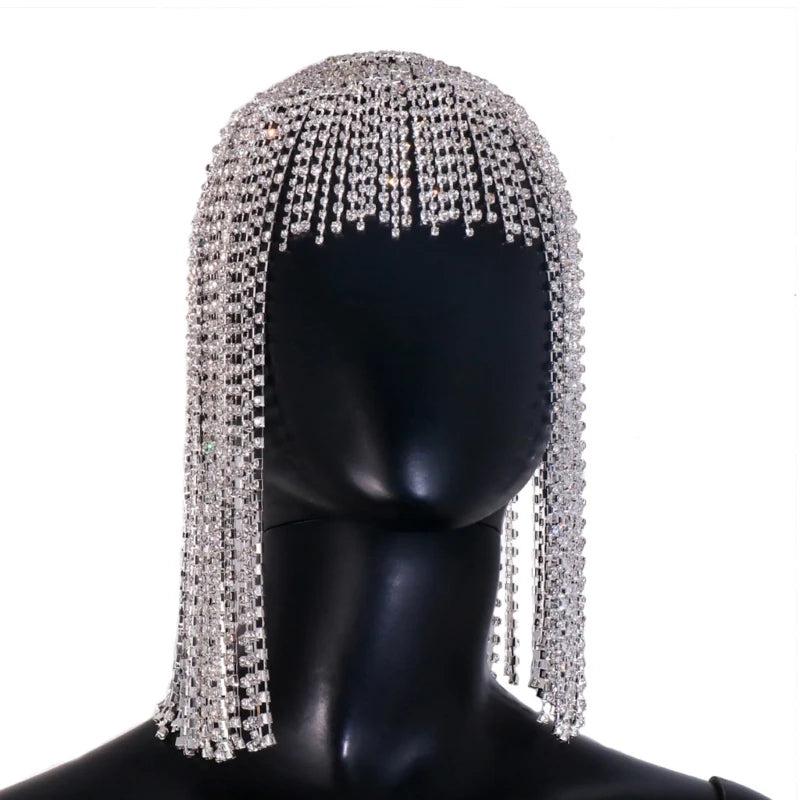 Aveuri Head Chain Hat for Party Night Club Hair Chain Glittering Headpieces DropShip