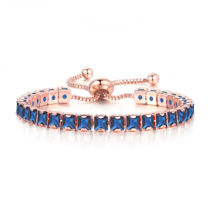 Aveuri-Adjustable Tennis Bracelets for Women Blue Shiny Zirconia Crystal Chain on Hand Ladies Charm Bracelet Trend Jewelry Girl's Gift