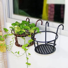 Aveuri Railings Iron Window Sill Planter Pot Stand Balcony Guardrail Hanging Flower Pots Rack Stylish Household Storage Rack Floral Art