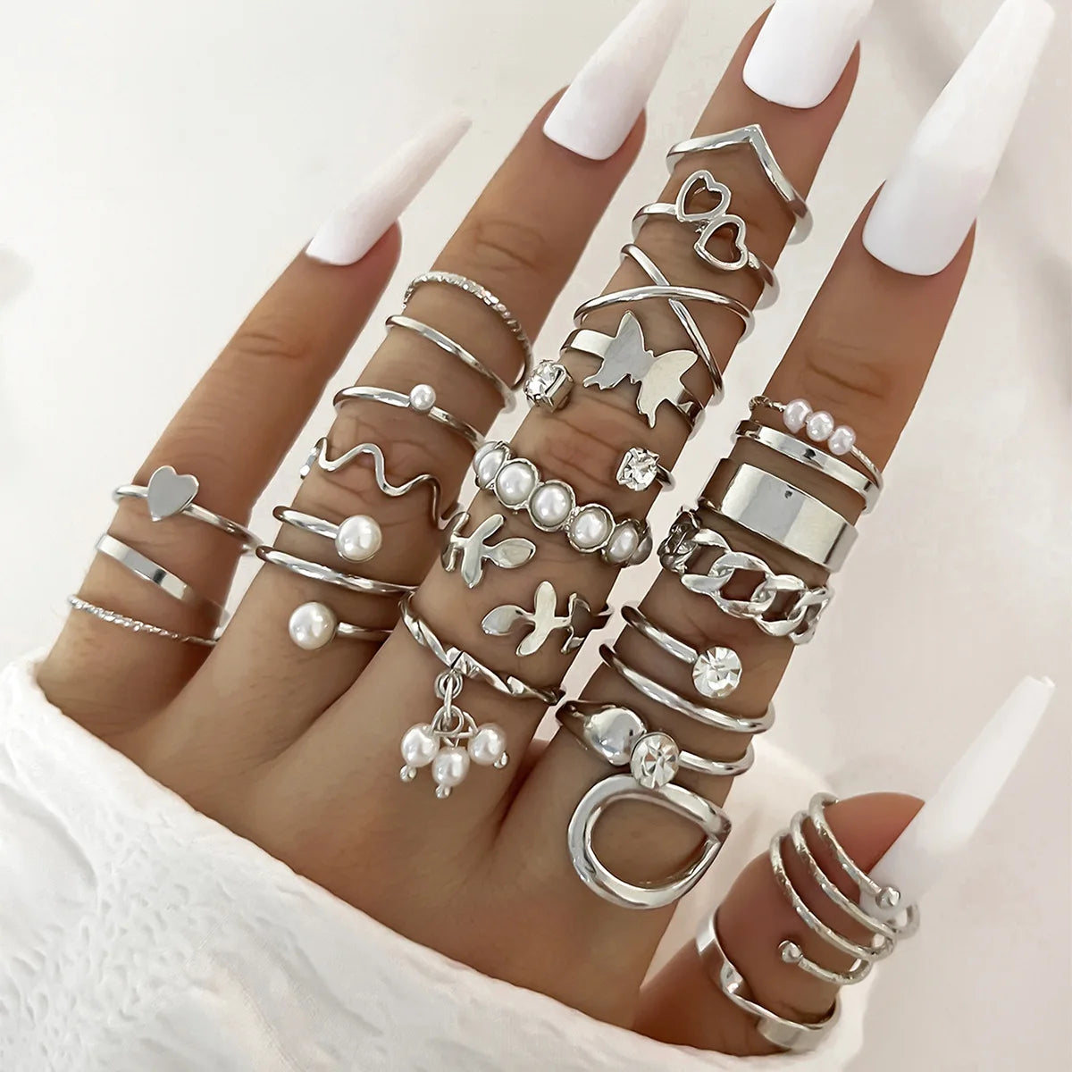 Aveuri-Christmas Gift New Year's Eve Gift Bohemian Geometric Knuckle Rings Set For Women Eye Cross Sun And Moon Leaf Charm Finger Ring Female Fashion Party Jewelry