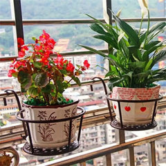 Aveuri Railings Iron Window Sill Planter Pot Stand Balcony Guardrail Hanging Flower Pots Rack Stylish Household Storage Rack Floral Art