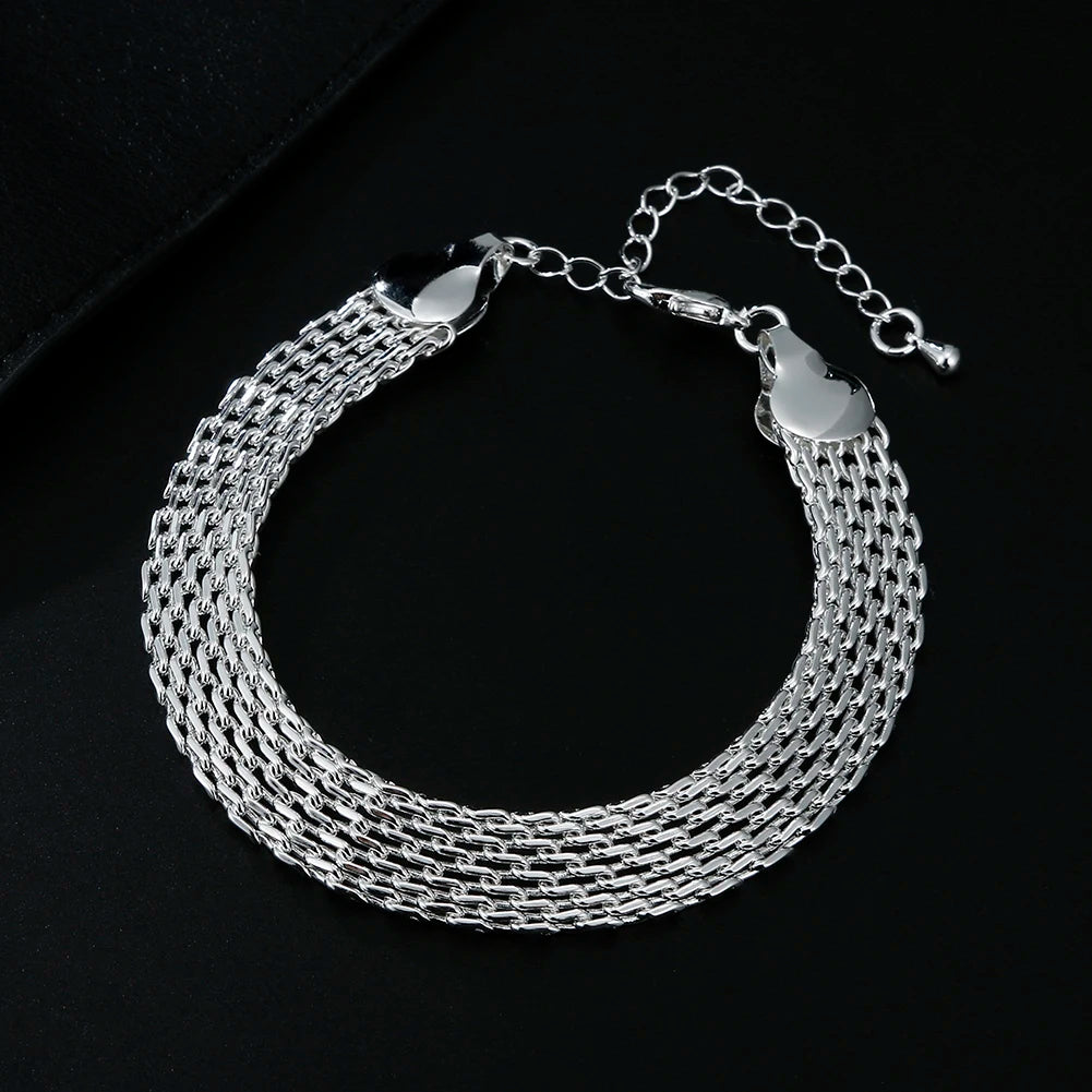 Aveuri Original designer 925 sterling silver fine Net chain Bracelets necklaces for women fashion party wedding engagement jewelry sets