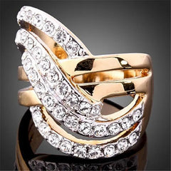 Aveuri-Christmas gifts idea Winter outfits Christmas outfits Trendy Women Hollow Multi-layer Winding Ring inlaid Crystal Zircon Wedding Ring for Women Fashion Party Jewelry Acessories Gift